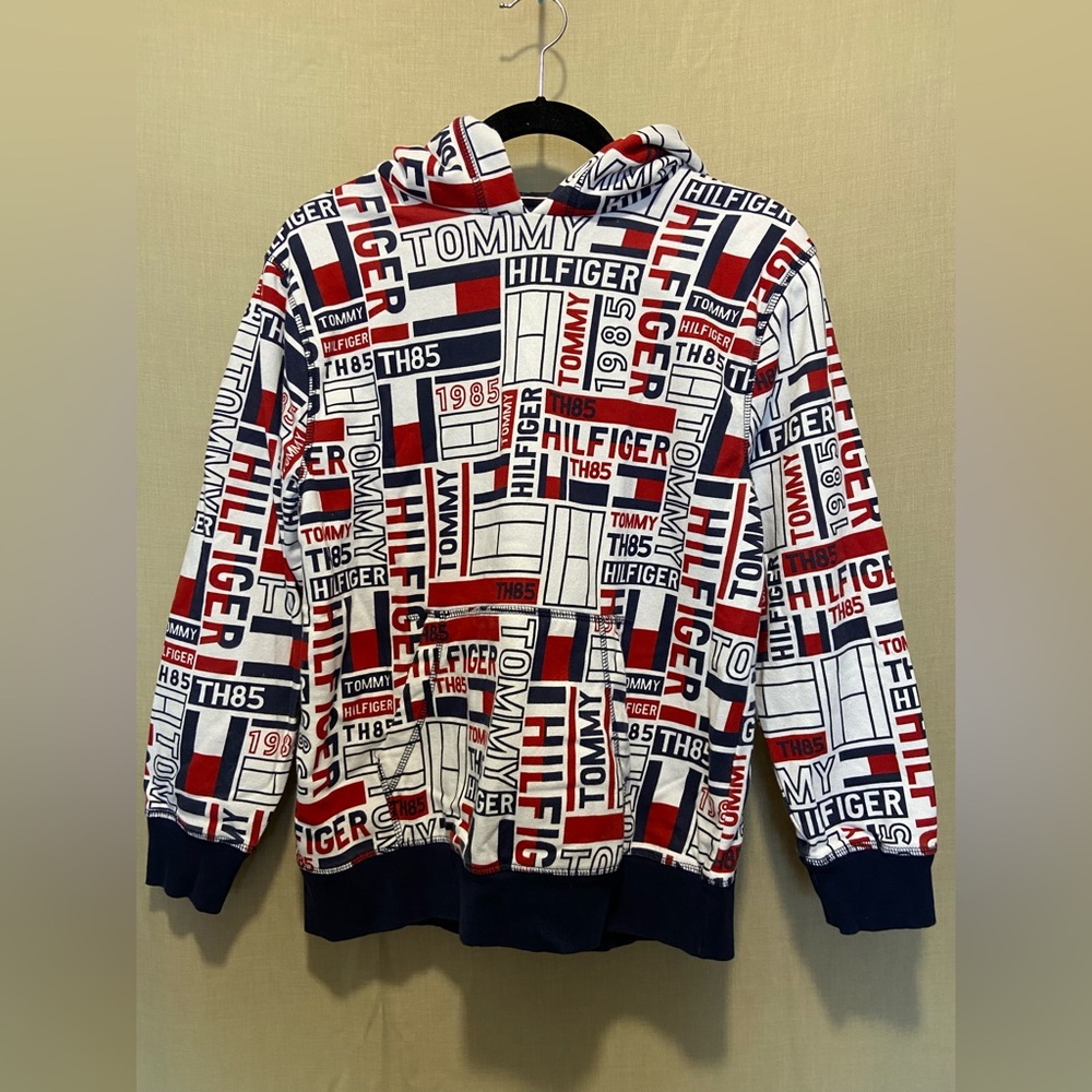 Tommy Hilfiger Kids Logo Print Pullover Hoodie – Size L (16–18)